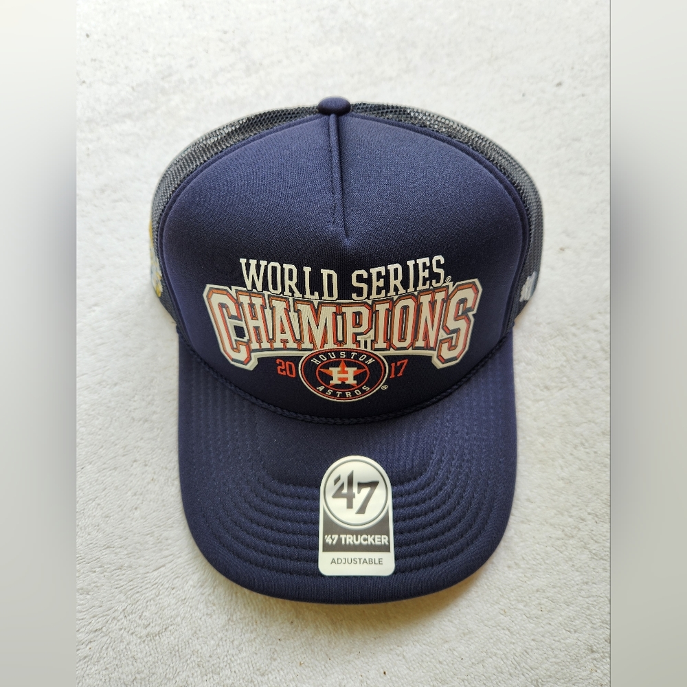 HOUSTON ASTROS|47 Brand Foam Snap Back Trucker Hat|2017 WS Side Patch